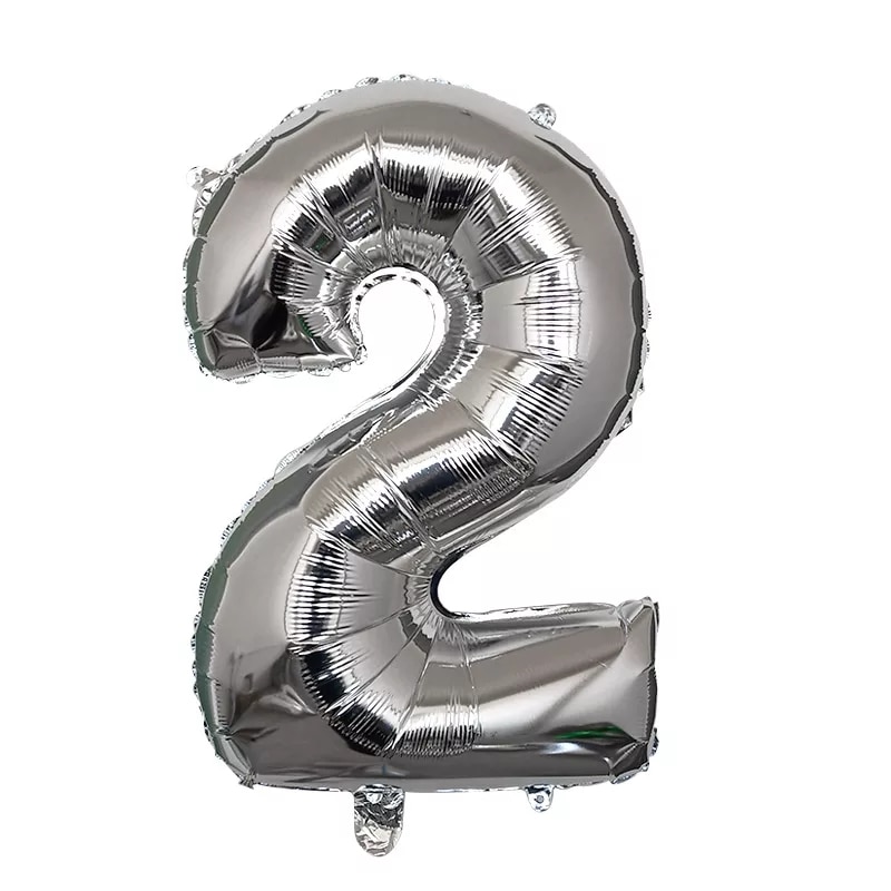 Balon din folie cifra 2, culoare argintiu, 81 cm, It's Party Time
