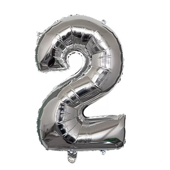 Balon din folie cifra 2, culoare argintiu, 81 cm, It's Party Time Balon din folie cifra 2, culoare argintiu, 81 cm, It's Party Time