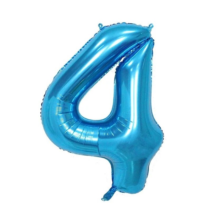 Фолиев балон номер 4, син цвят, 81 см, It's Party Time