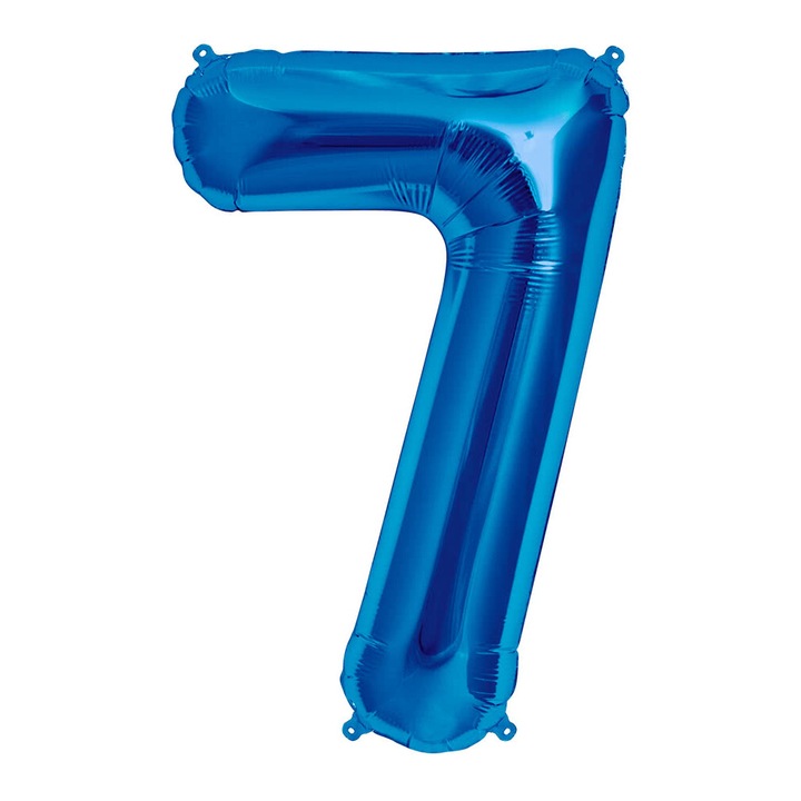 Balon din folie cifra 7, culoare albastru, 81 cm, It's Party Time