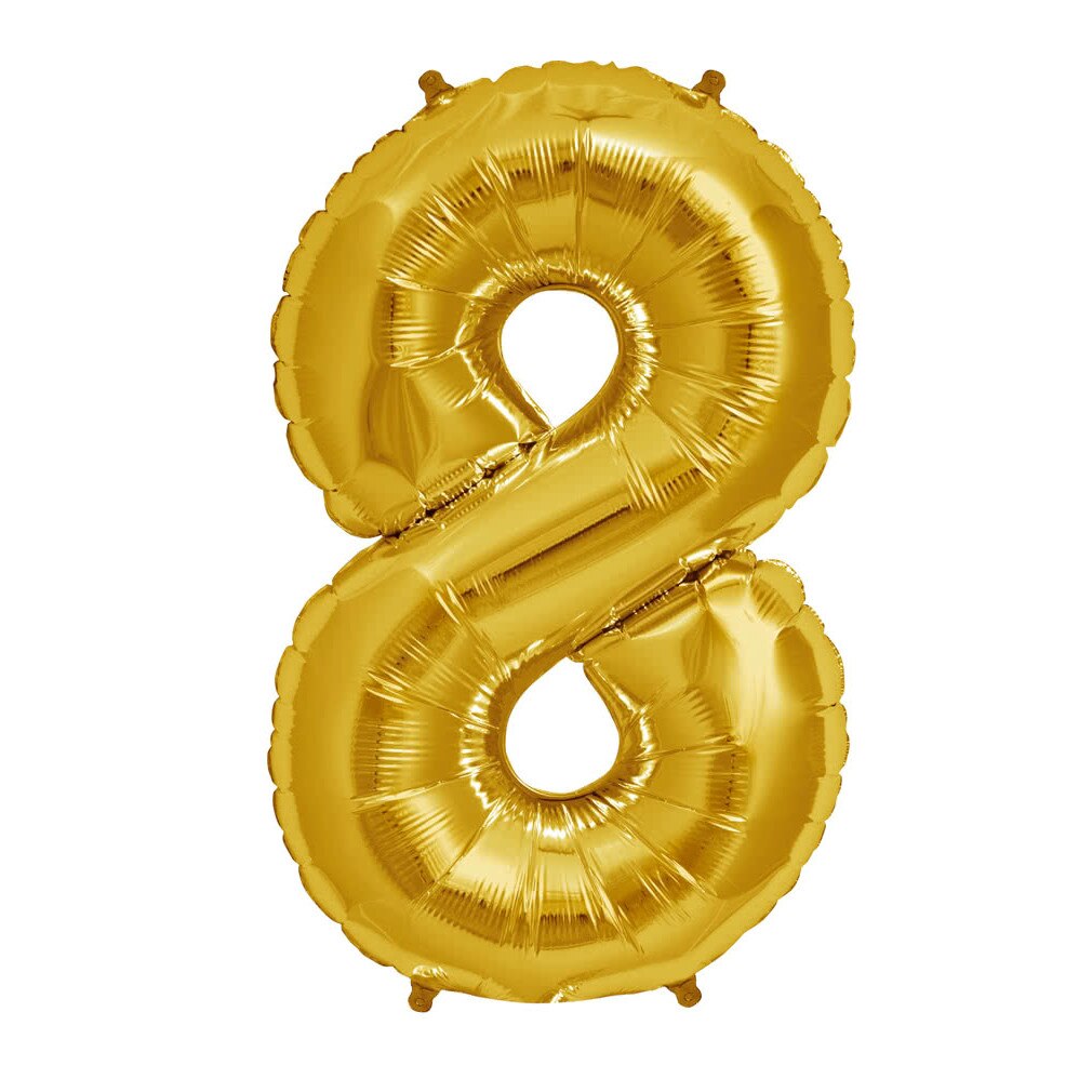 Фолиев балон номер 8, златист цвят, 81 см, It's Party Time - eMAG.bg