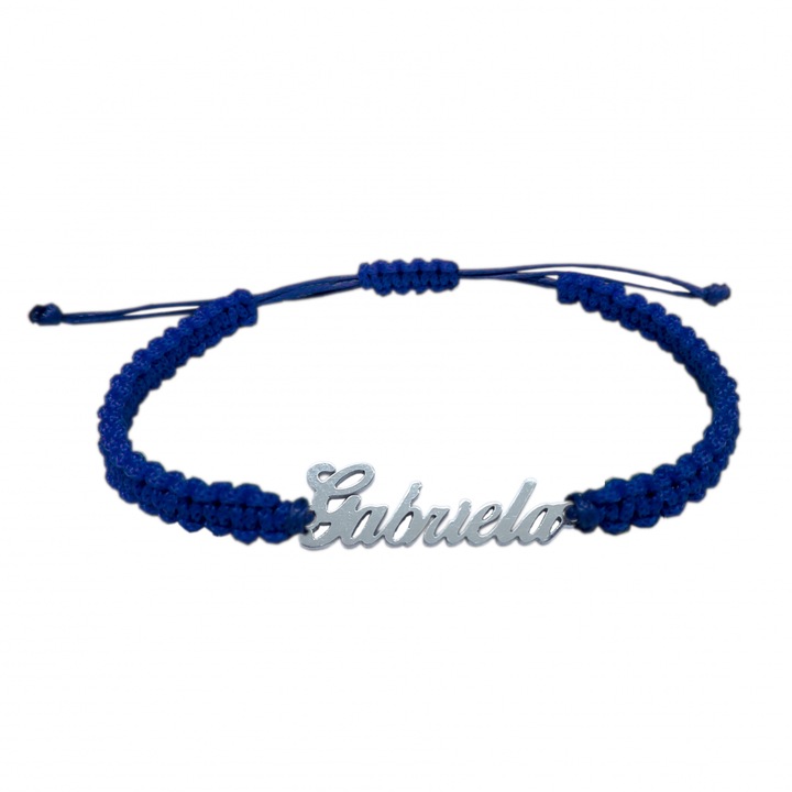 Bratara snur albastru impletit manual personalizata nume Gabriela argint 9421100 Dras