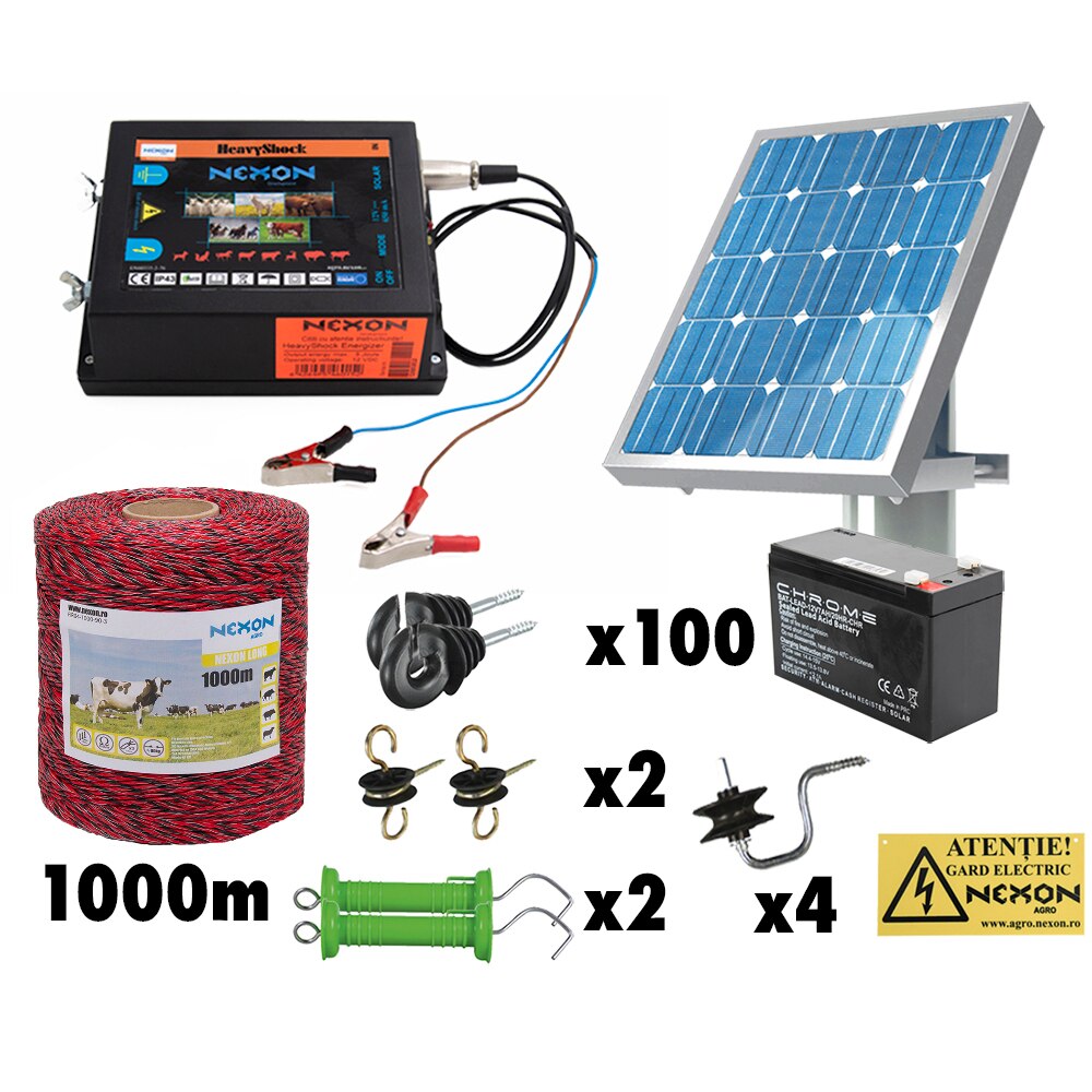 Pachet gard electric NEXON HeavyShock 2,5 J 12V, Long 1000m