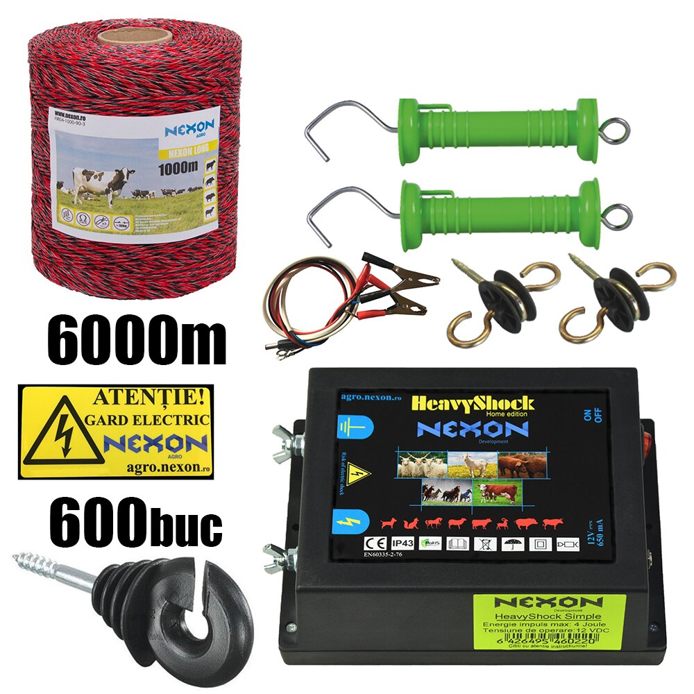 Pachet gard electric NEXON Simple 6.6J 12V , 6000m-90KG