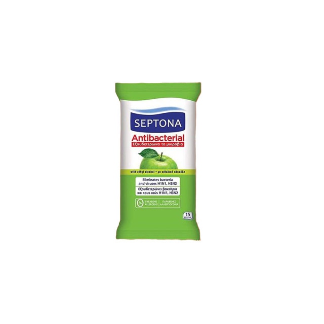 Servetele Umede Antibacteriene Septona cu alcool 20%, aroma Mar, 15 Buc