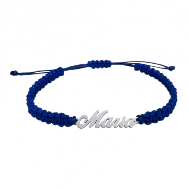 Bratara snur albastru impletit manual personalizata nume Maria argint 9436100 Dras
