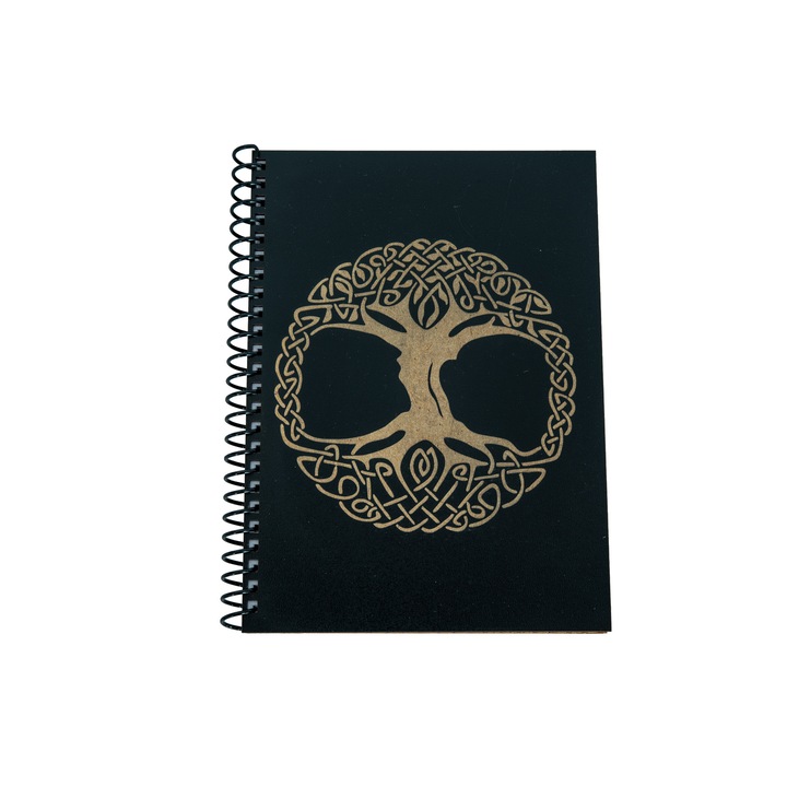 Agenda din lemn gravat cu pomul vietii, A5