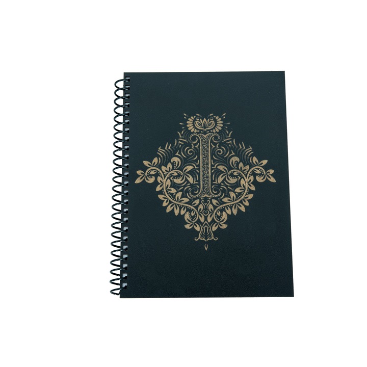 Agenda din lemn gravat cu litera I, A5