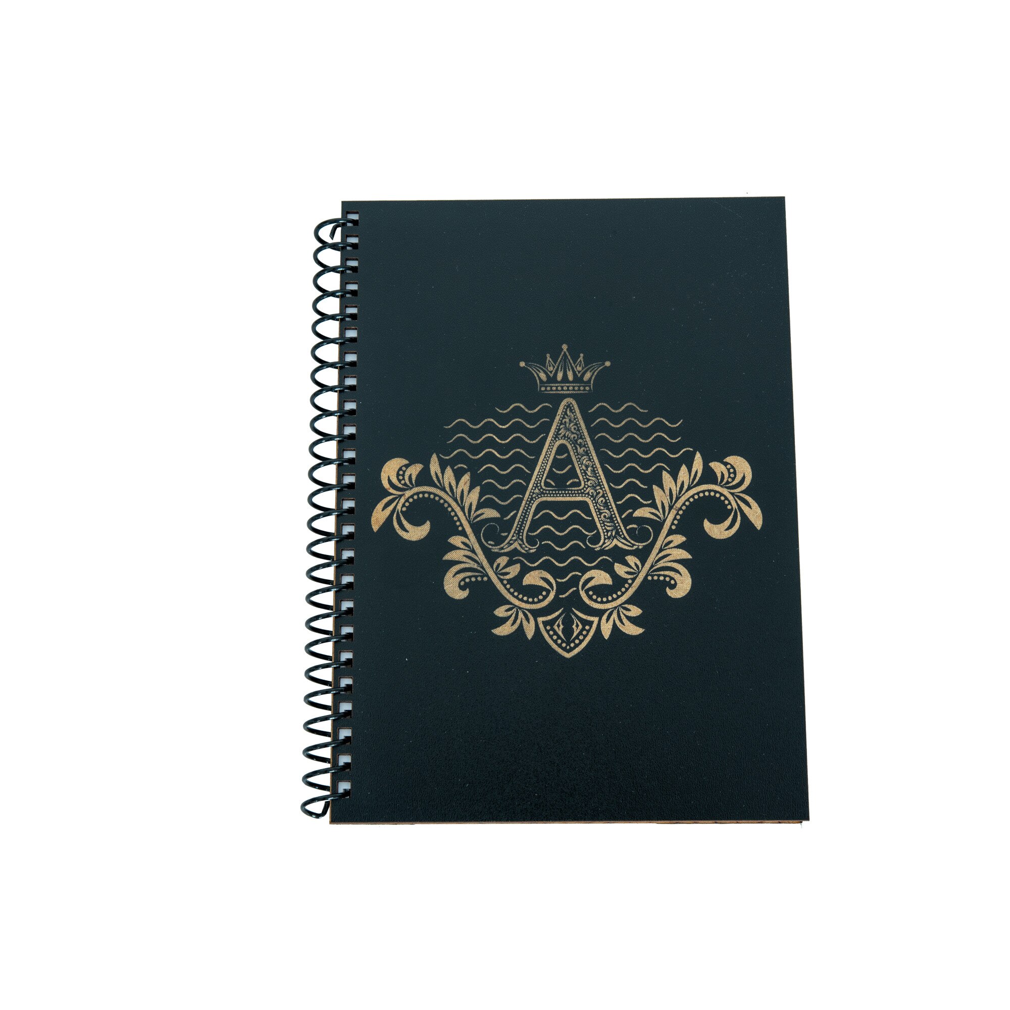 Agenda din lemn gravat cu litera A, A5