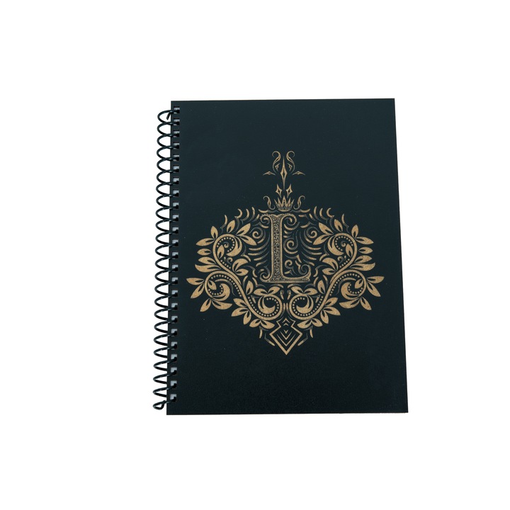 Agenda din lemn gravat cu litera L, A5