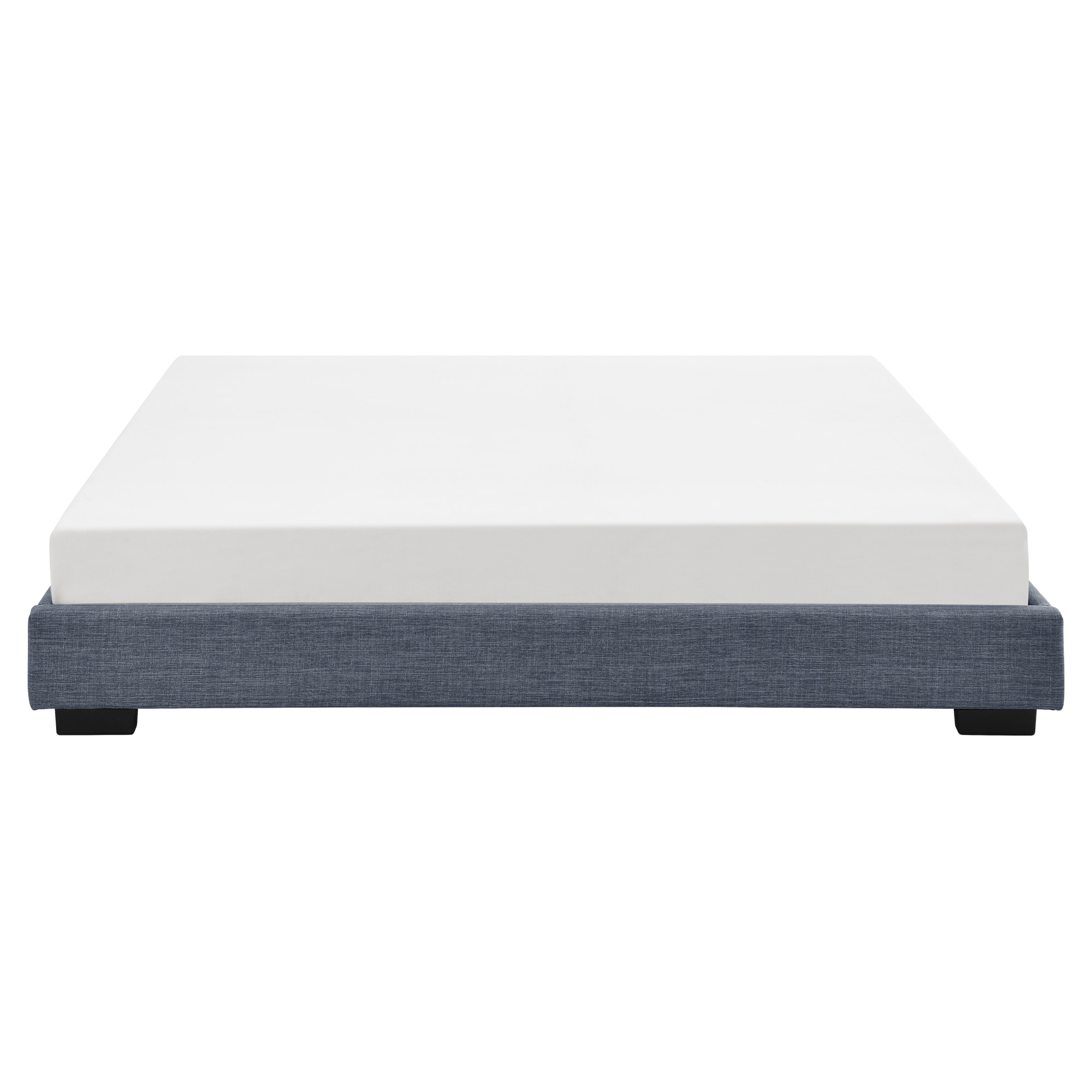 Pat tapitat modern Berlin, Corium, 214 x 146 x 20,5 cm, MDF/textil, gri inchis, pentru 2 persoane