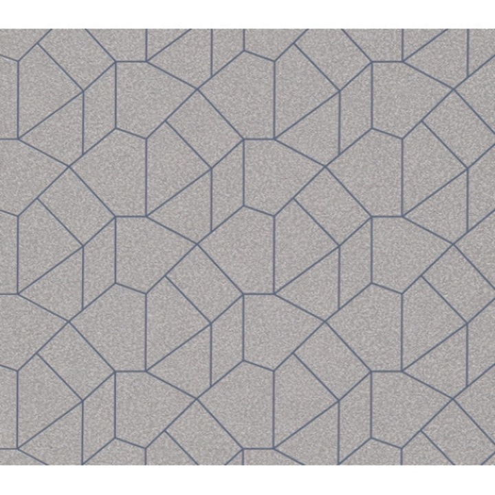 Modern tapéta, geometrikus mintás, vinil hab, csillámmal, mosható, nem szőtt pamut tartón (nem szövött) 10062-30 Kék/Arany 53cm x 10m