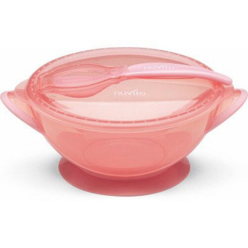 Castron cu capac si lingura Nuvita - cool pink - 1421