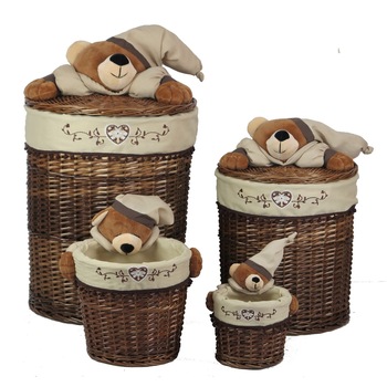 Set 4 cosuri din rachita Bedora Ursulet, Maro Set 4 cosuri din rachita Bedora Ursulet, Maro