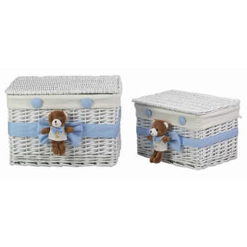 Set 2 cosuri din rachita Bedora, Ursulet, Albastru Set 2 cosuri din rachita Bedora, Ursulet, Albastru