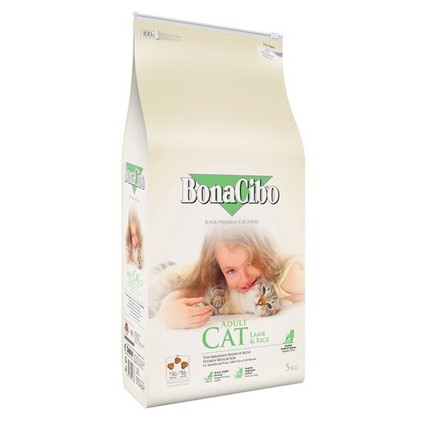Hrana uscata pentru pisici BonaCibo Adult, Miel & Orez, 5 Kg