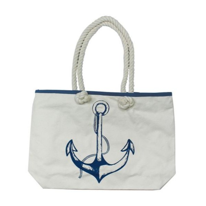 Sea Club bevásárlótáska, horgonyos modell, fehér/kék, L50 cm