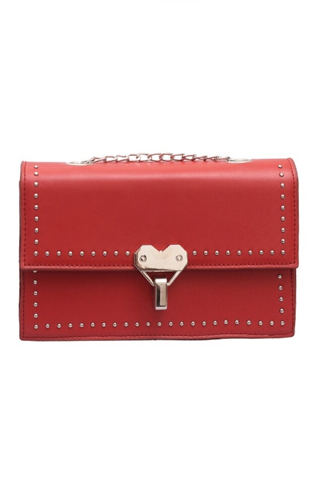 Geanta de dama Katie rosie din piele ecologica, dimensiuni 19 x 12 x 5 cm