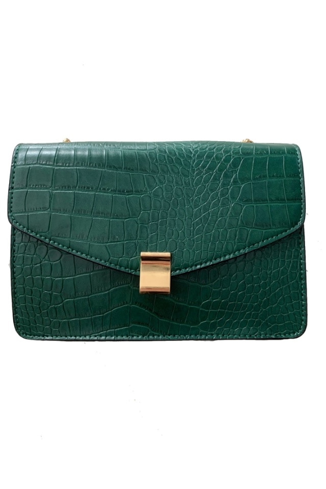 Geanta de dama Lacey verde din piele ecologica, 24 x 17 x 8 cm