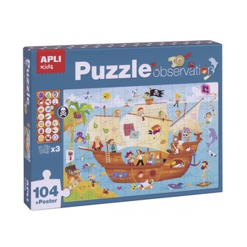 Puzzle APLI - Observation pirate ship, 104 piese Puzzle APLI - Observation pirate ship, 104 piese