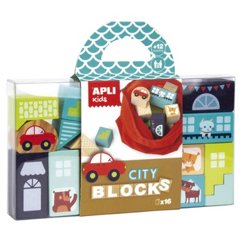 Cuburi lemn APLI - City, 16 piese Cuburi lemn APLI - City, 16 piese