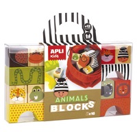 Cuburi lemn APLI - Animals, 16 piese