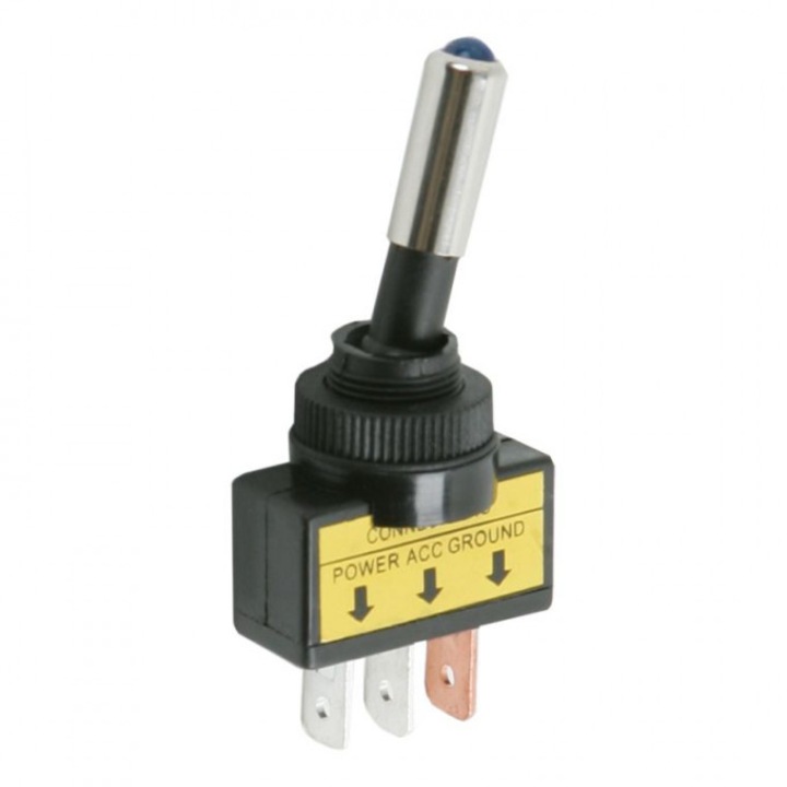 Комплект превключватели, 2 броя, 1 верига, 20A, 12V, DC OFF-ON със син светодиод