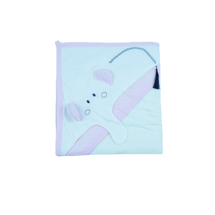 Prosop 90 x 80 cm cu gluga pentru bebelusi Gaye Bebe 935-3, Alb