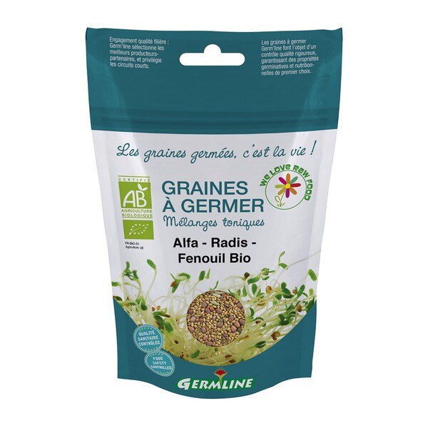 Mix alfalfa, ridiche, fenicul pentru germinat bio 150g, Germline