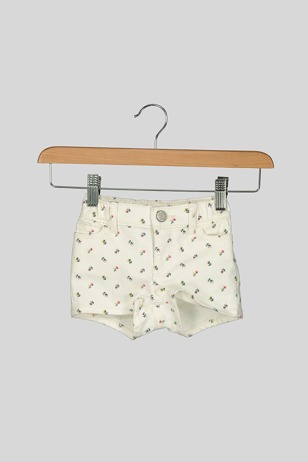 GAP, Pantaloni scurti de denim cu imprimeu floral, Crem/Verde/Roz, 100 CM