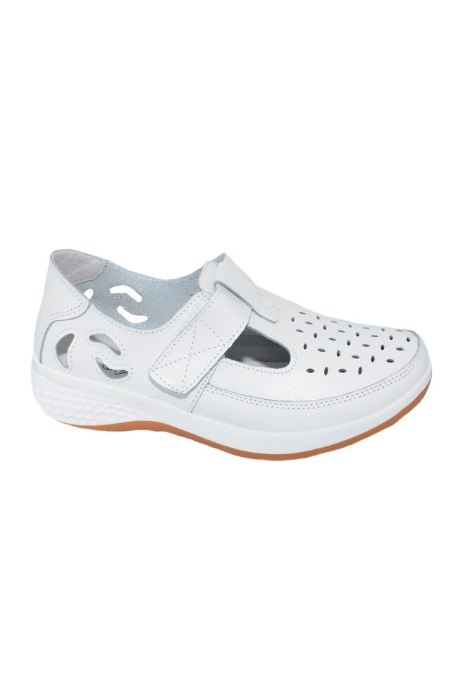 Pantofi din piele cu perforatii si talpa comoda,D&J Exclussive, Alb