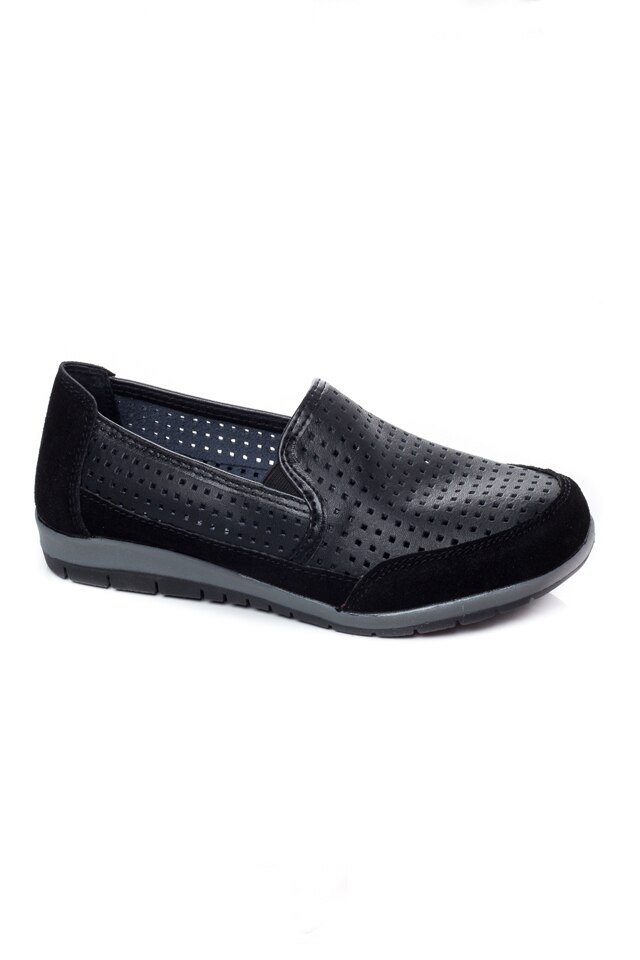 Balerini perforati,model deosebit cu talpa comoda,D&J Exclussive, Negru Simplu