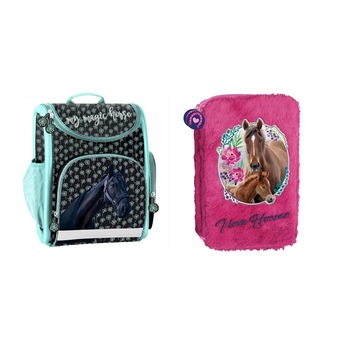 Set ghiozdane scoala, Cal, penar, multicolor Set ghiozdane scoala, Cal, penar, multicolor