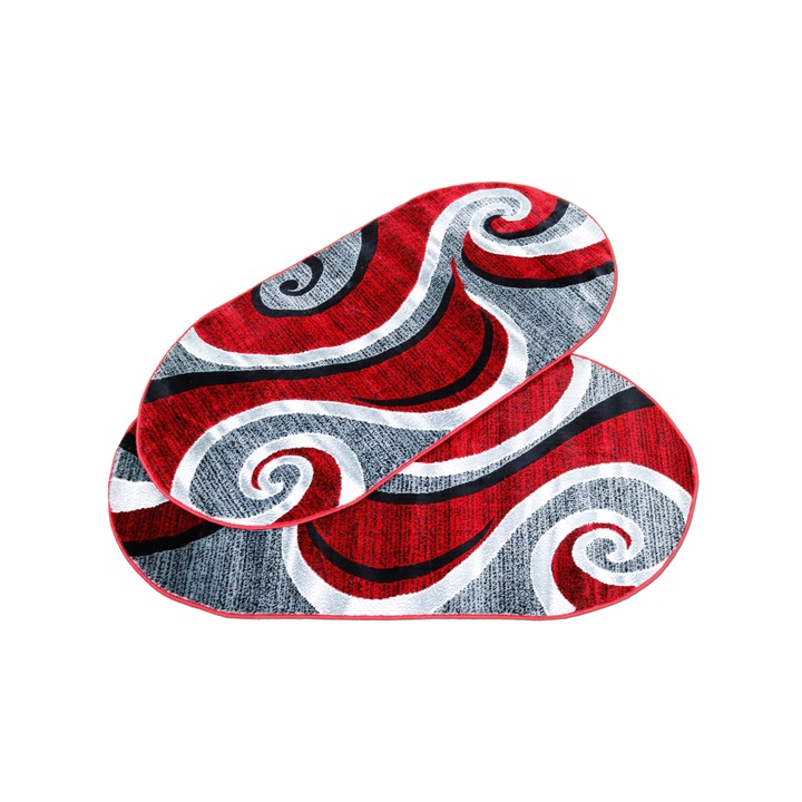 Set 2 buc.Covor Gold COLLECTION 80X150 cm oval-0844 rosu/gri