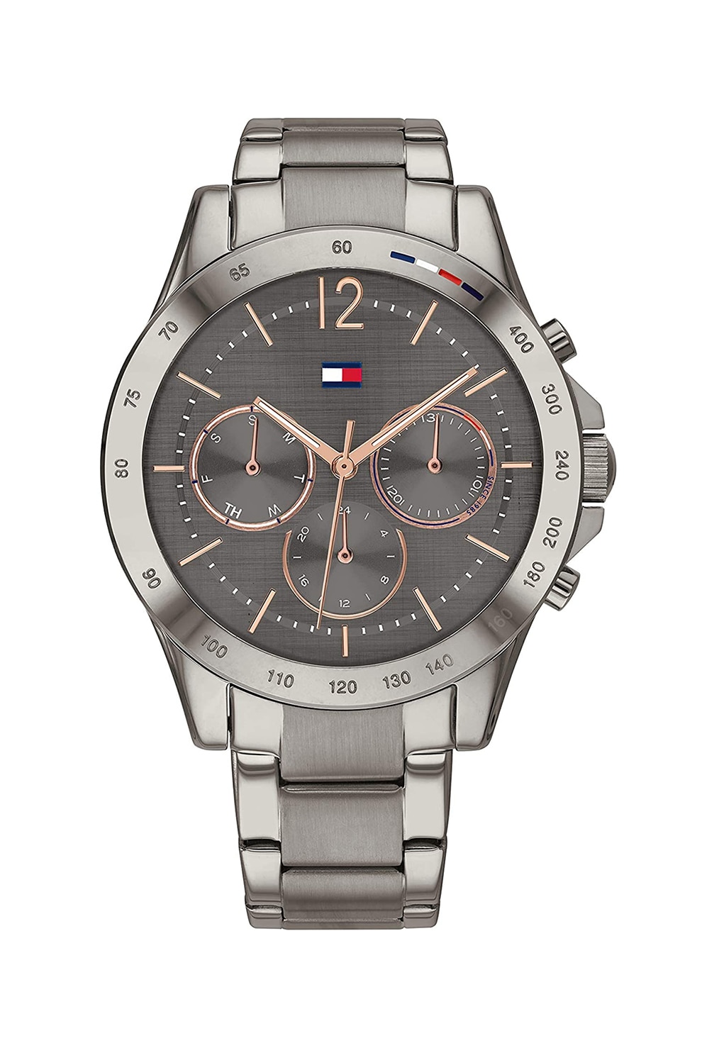 Tommy Hilfiger, Ceas cronograf cu bratara metalica, Argintiu inchis