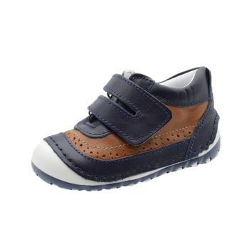 Pantofi ortopedici din piele, pentru baieti, Small Foot, inchidere velcro, Bleumarin/Maro Pantofi ortopedici din piele, pentru baieti, Small Foot, inchidere velcro, Bleumarin/Maro