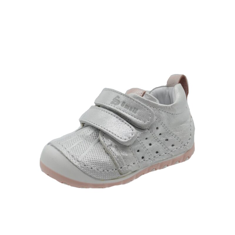 Pantofi ortopedici din piele, pentru fete, Small Foot, benzi velcro, Argintiu