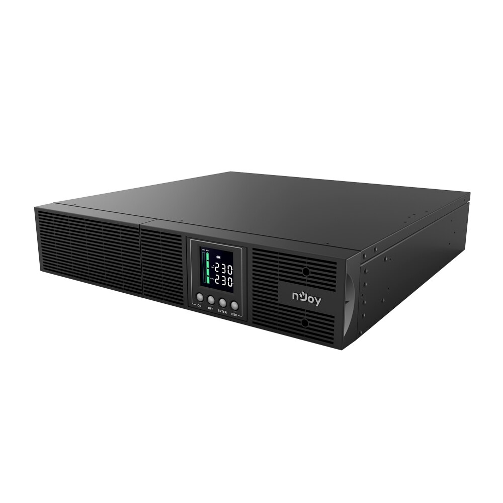 UPS nJoy Aster 1K, 1000VA/900W, LCD Display, online dubla-conversie, 8 IEC C13 cu Protectie, Management, rack 2U