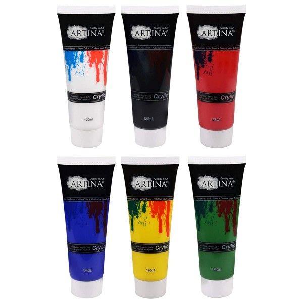 Set vopsea acrilica Artina,Crylic, 6 x 120ml, Multicolor