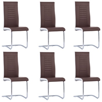 Set 6 scaune bucatarie, vidaXL, Velur/Otel, 42 x 52,5 x 100 cm, Maro inchis Set 6 scaune bucatarie, vidaXL, Velur/Otel, 42 x 52,5 x 100 cm, Maro inchis