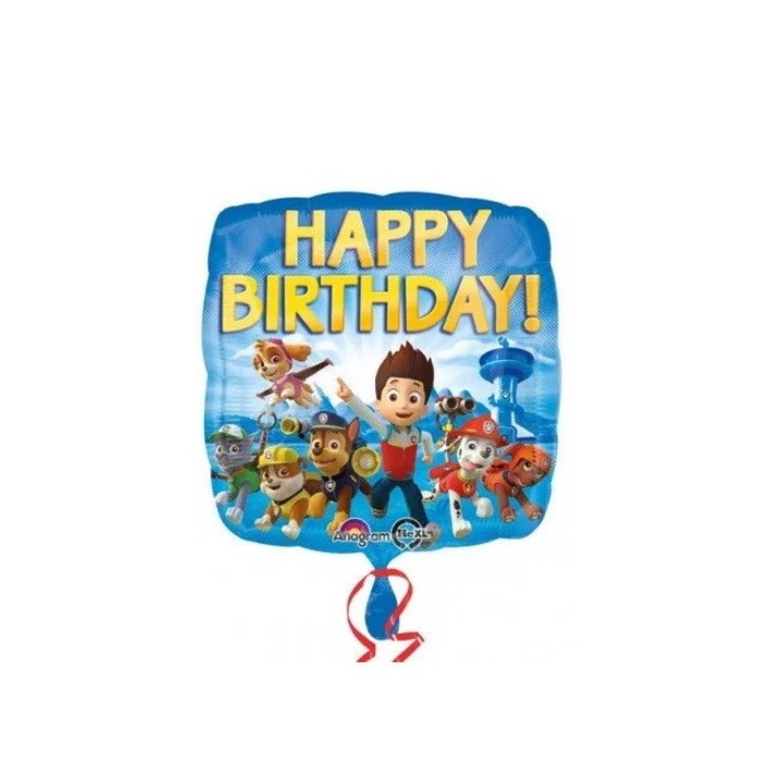 Balloons4party балон от алуминиево фолио, модел Paw Patrol, надпис на английски Happy Birthday, 45 см