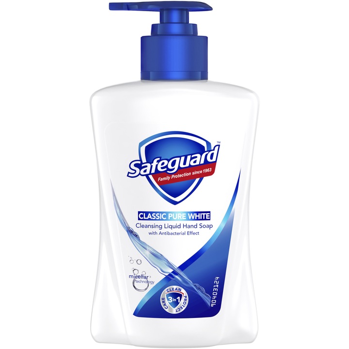 Течен сапун Safeguard Classic Pure White, Антибактериален, 225 мл