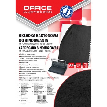 Set 100 Coperti Indosariere A4 Carton Imitatie Piele OFFICE Products, Culoare Neagra, Invelitoare pentru Indosariat Set 100 Coperti Indosariere A4 Carton Imitatie Piele OFFICE Products, Culoare Neagra, Invelitoare pentru Indosariat
