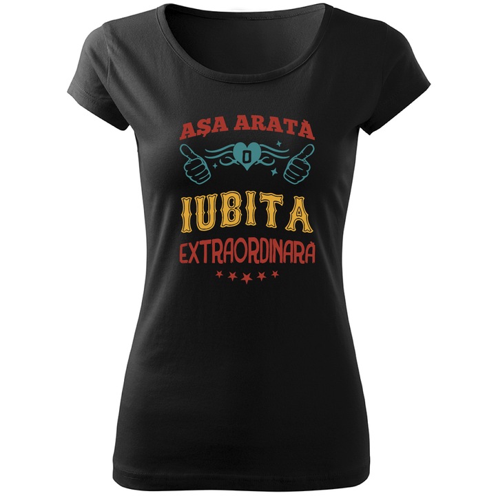 Tricou personalizat, Multimagination, iubita, dama, negru, S