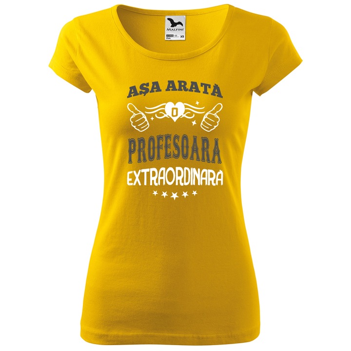 Tricou personalizat, Multimagination, profesoara, dama, galben, S