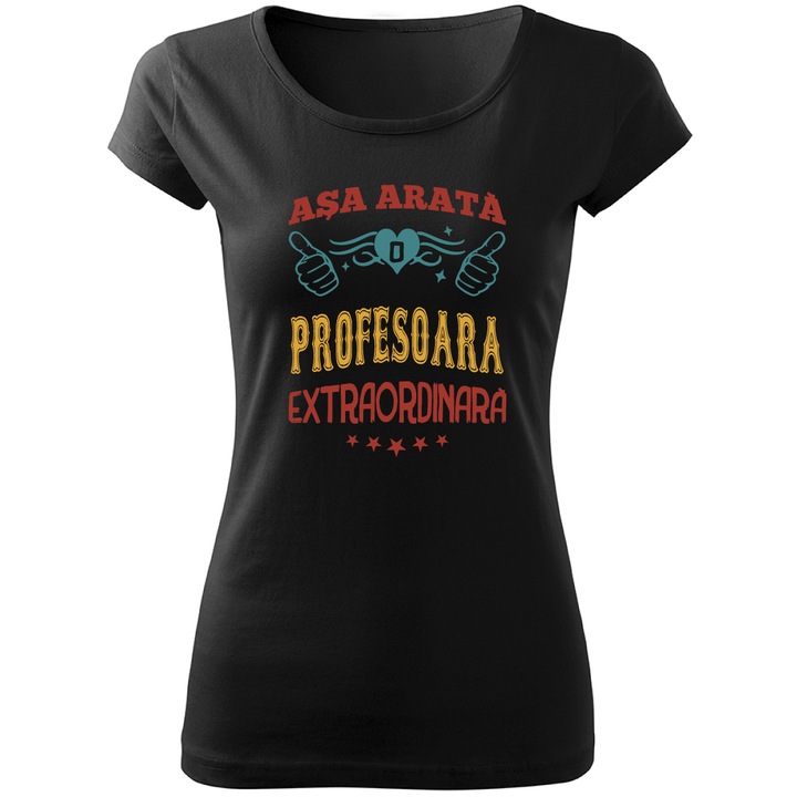 Tricou personalizat, Multimagination, profesoara, dama, negru, M