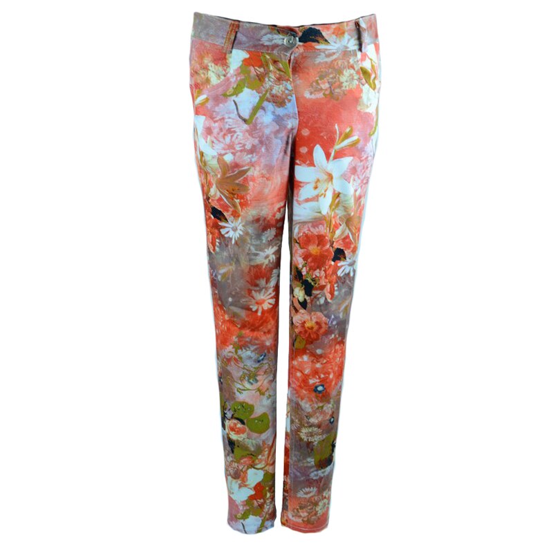Pantaloni casual, fete, NN, imprimeu floral, Multicolor