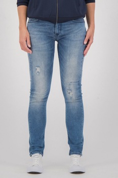 Garcia, Blugi slim fit cu rupturi decorative, albastru inchis/alb Garcia, Blugi slim fit cu rupturi decorative, albastru inchis/alb