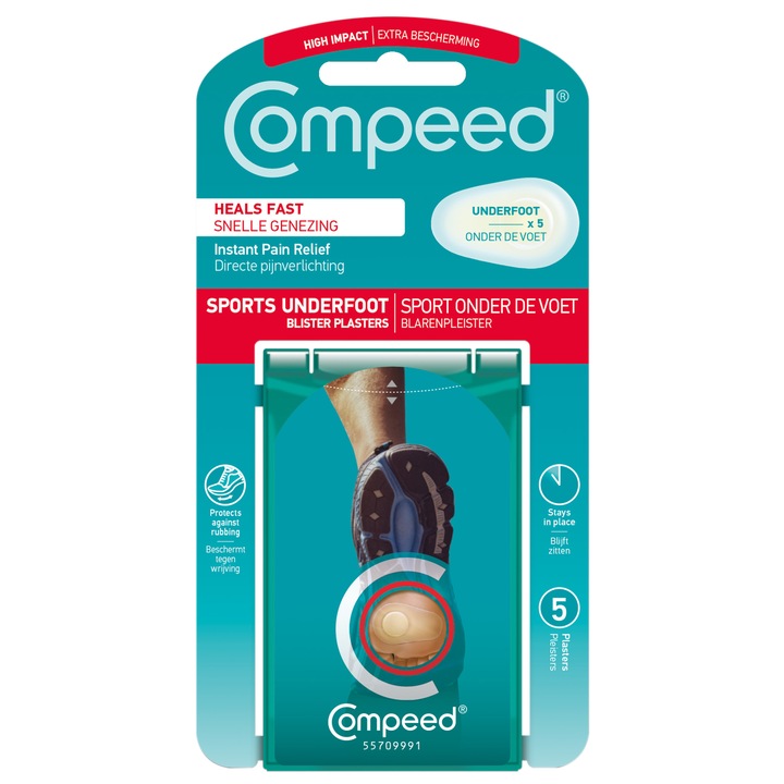 Пластири Compeed Sports за мазоли в зоната на подметката, 5 броя
