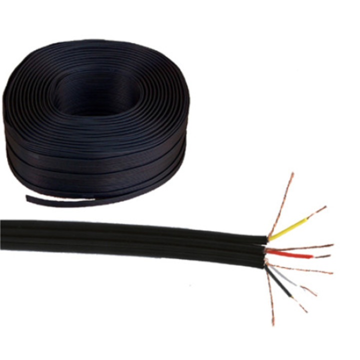 Kábel 4RCA lapos fekete tekercs